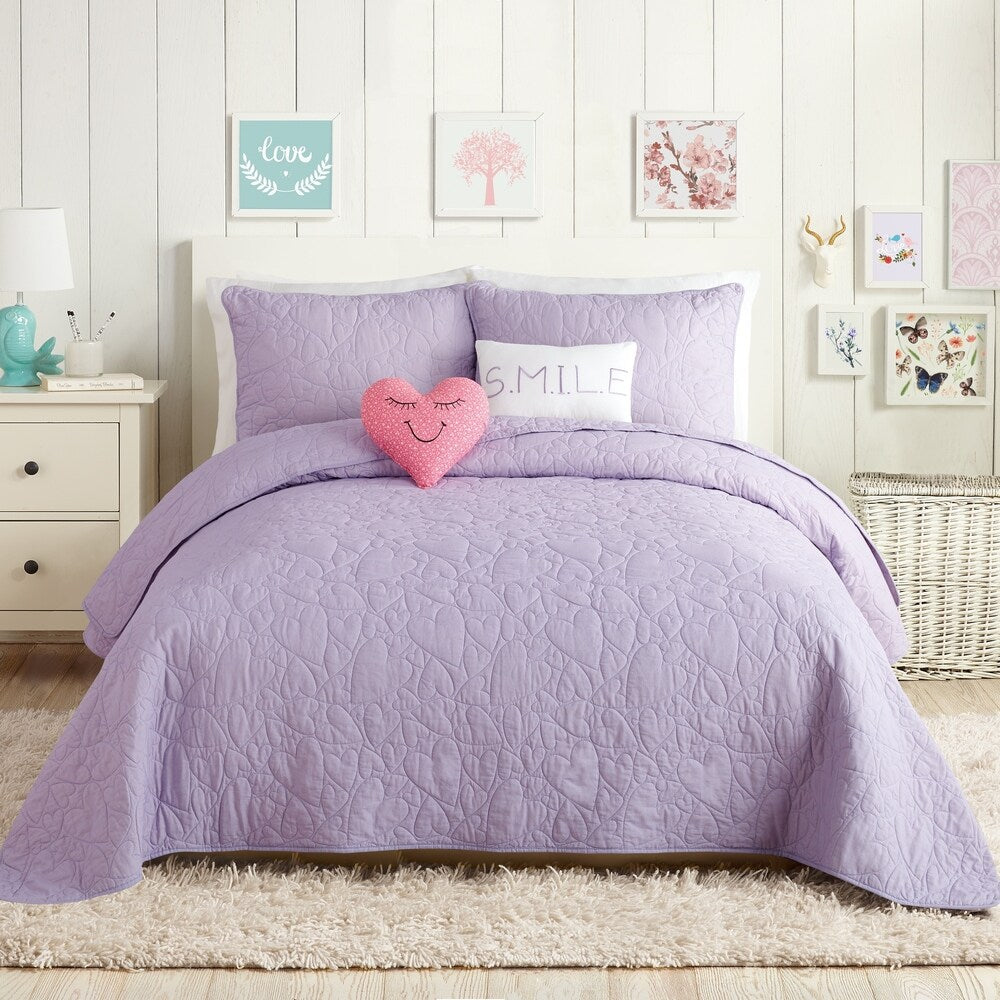 Set trapunta in cotone a forma di cuore Urban Playground con 2 cuscini decorativi
