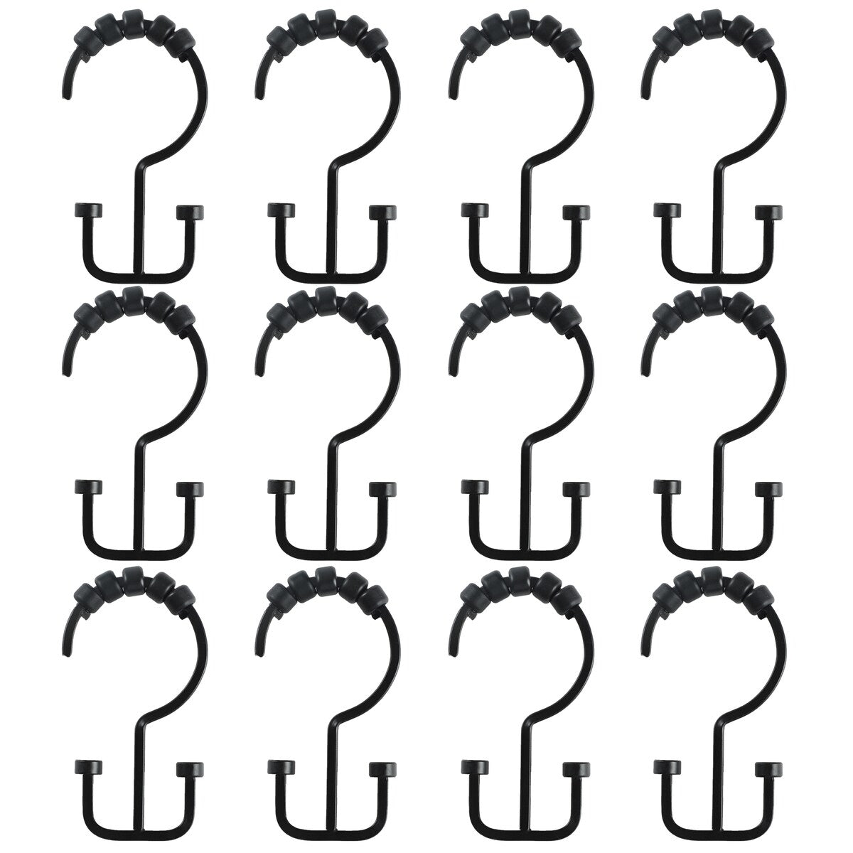 Ganci per tenda da doccia a doppio rullo Utopia Alley Deco Flat, nero opaco - nero opaco
