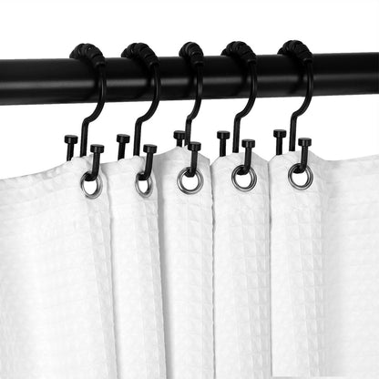 Ganci per tenda da doccia a doppio rullo Utopia Alley Deco Flat, nero opaco - nero opaco