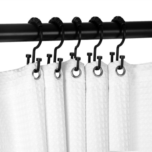 Ganci per tenda da doccia a doppio rullo Utopia Alley Deco Flat, nero opaco - nero opaco
