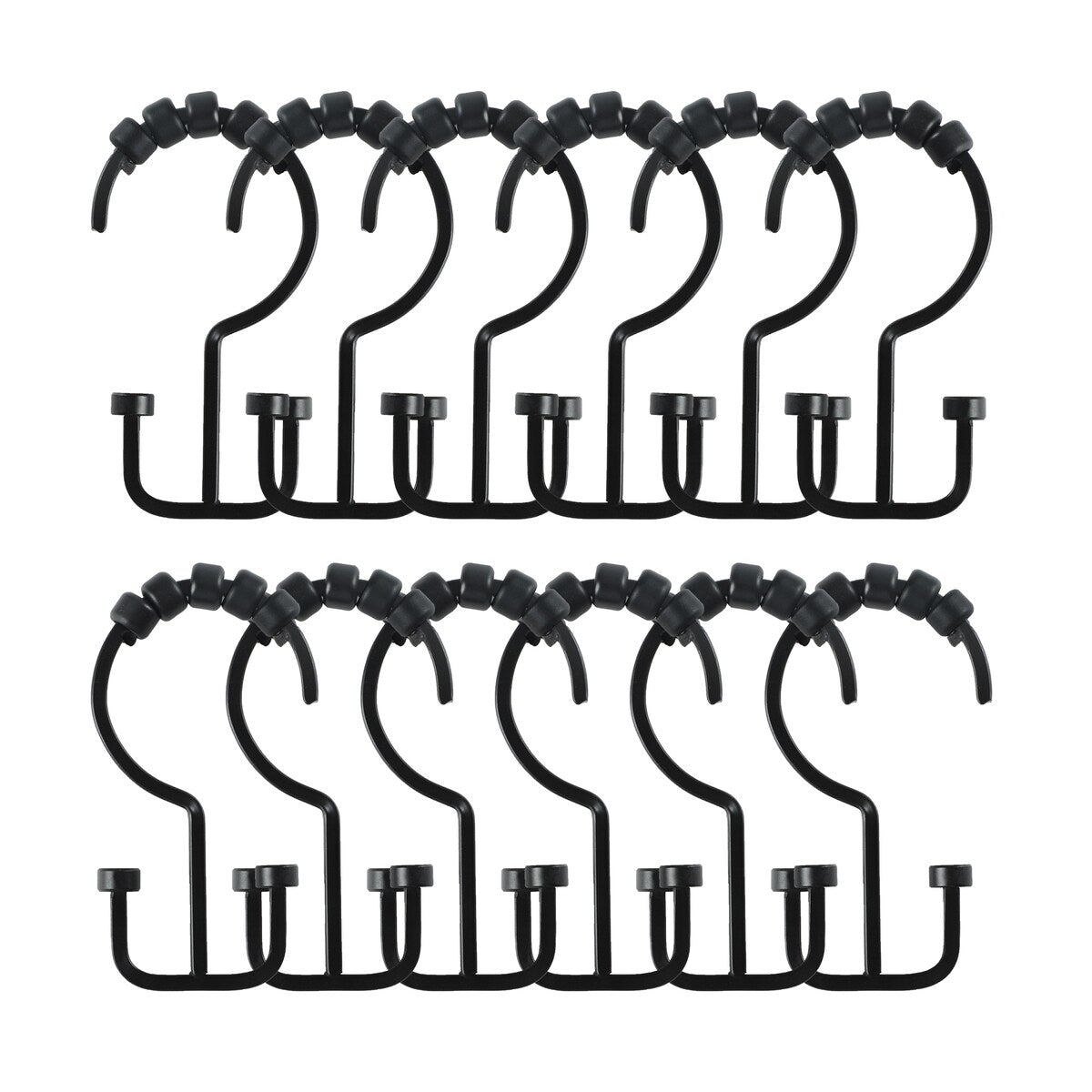Ganci per tenda da doccia a doppio rullo Utopia Alley Deco Flat, nero opaco - nero opaco