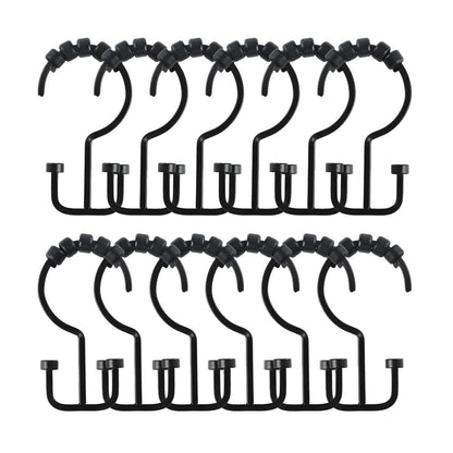 Ganci per tenda da doccia a doppio rullo Utopia Alley Deco Flat, nero opaco - nero opaco