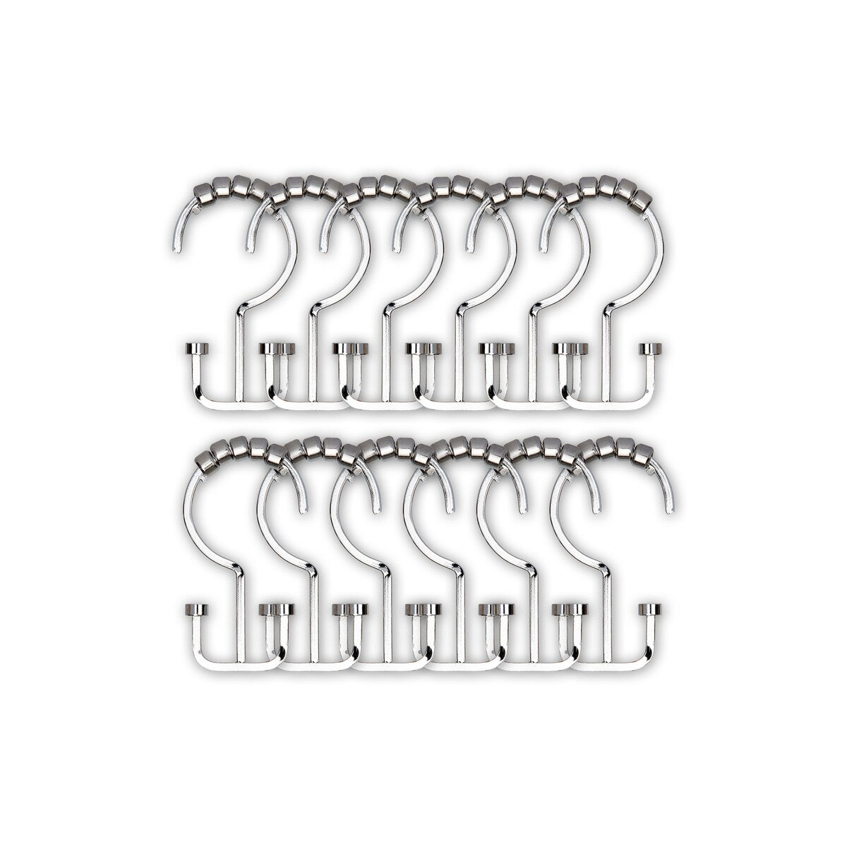 Ganci per tenda da doccia a doppio rullo Utopia Alley Deco Flat, cromati - Cromo lucido