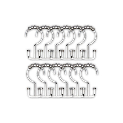 Ganci per tenda da doccia a doppio rullo Utopia Alley Deco Flat, cromati - Cromo lucido