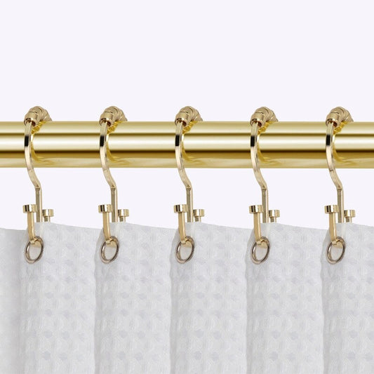 Ganci per tenda da doccia a doppio rullo piatto Utopia Alley Deco, oro