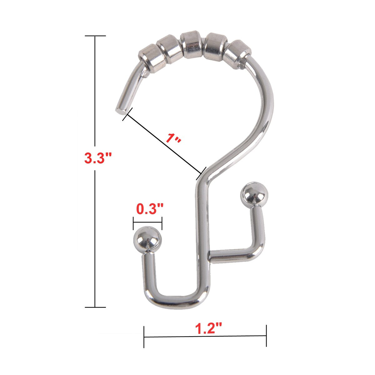 Ganci per doccia Utopia Alley - Anelli doppi per tenda da doccia per bagno - Ganci per tenda da doccia resistenti alla ruggine - Set da 12, cromati