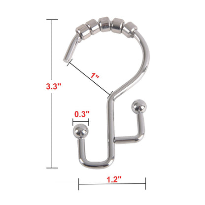 Ganci per doccia Utopia Alley - Anelli doppi per tenda da doccia per bagno - Ganci per tenda da doccia resistenti alla ruggine - Set da 12, cromati