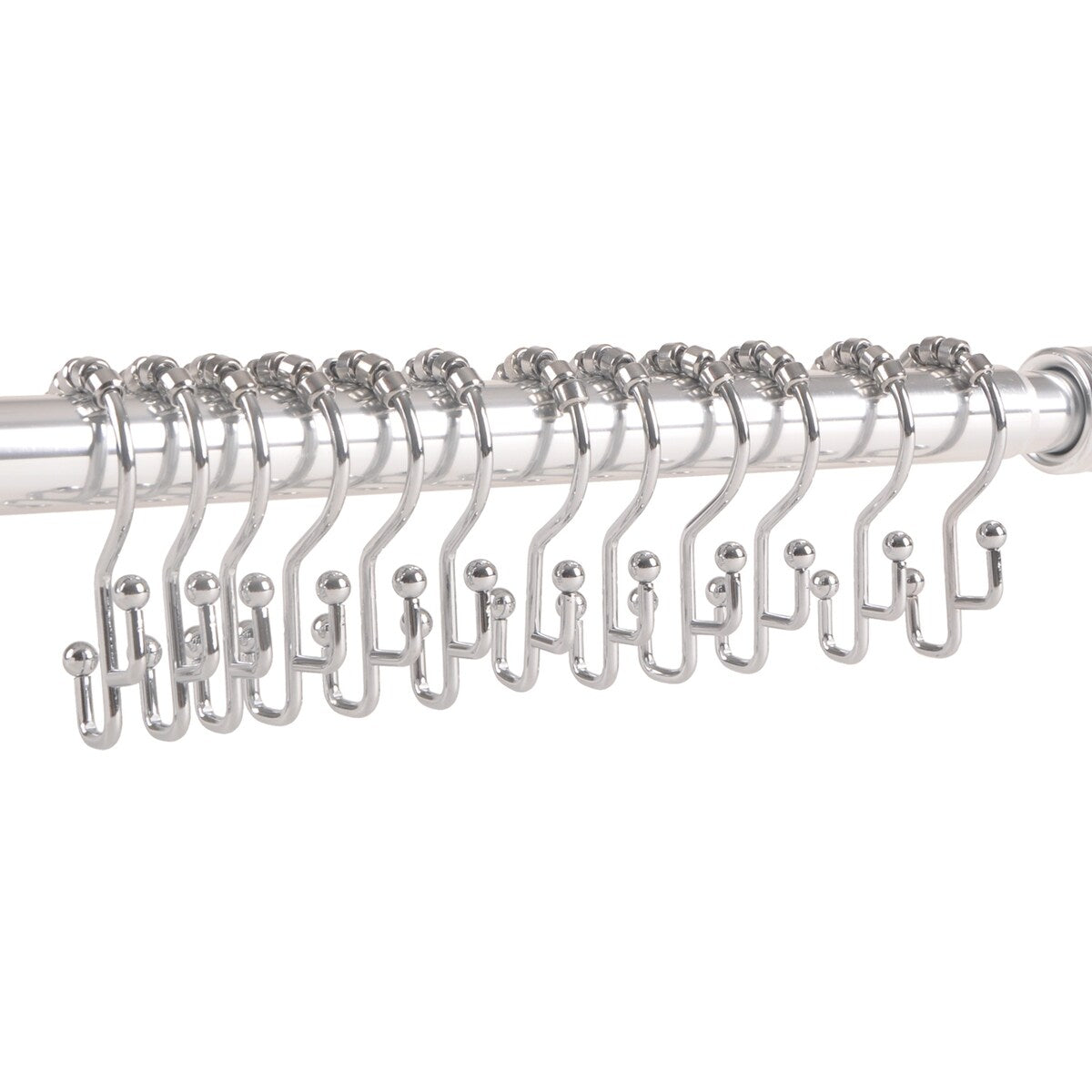 Ganci per doccia Utopia Alley - Anelli doppi per tenda da doccia per bagno - Ganci per tenda da doccia resistenti alla ruggine - Set da 12, cromati