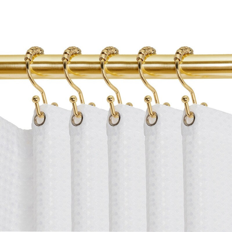 Ganci per doccia Utopia Alley - Anelli doppi per tenda da doccia per bagno - Ganci per tenda da doccia resistenti alla ruggine - Set da 12, oro