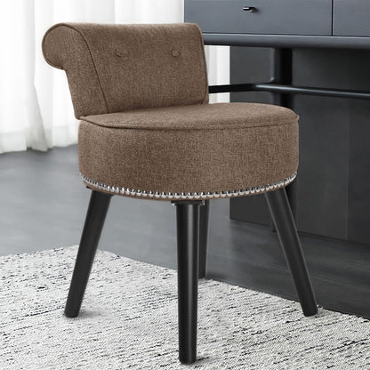 Sedia da trucco VEIKOUS con schienale basso e gambe in legno - 17,3 x 15,7 x 25,1