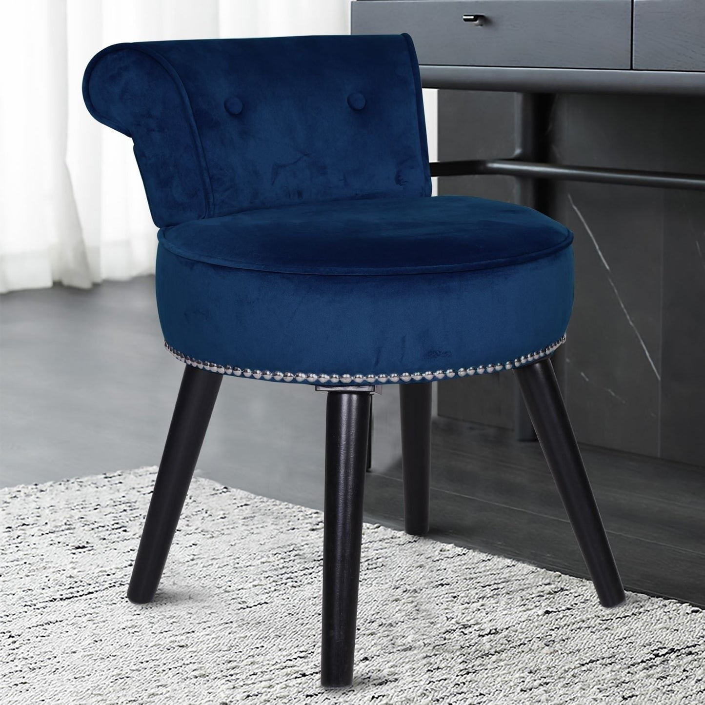 Sedia da trucco VEIKOUS con schienale basso e gambe in legno - 17,3 x 15,7 x 25,1