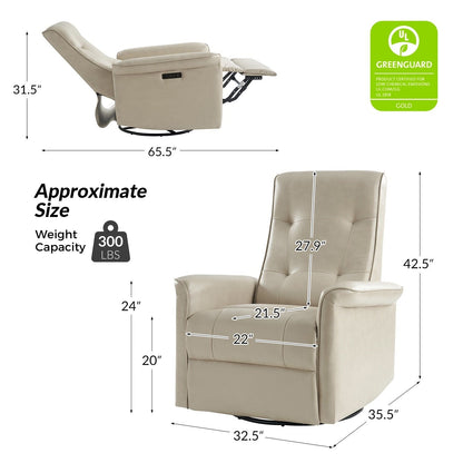 Poltrona reclinabile elettrica girevole Valentin Modern in similpelle con porte USB, set da 2 di HULALA HOME