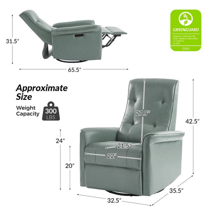 Poltrona reclinabile elettrica girevole Valentin Modern in similpelle con porte USB, set da 2 di HULALA HOME