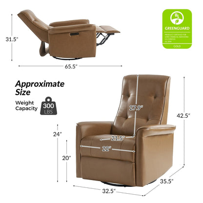 Poltrona reclinabile elettrica girevole Valentin Modern in similpelle con porte USB, set da 2 di HULALA HOME
