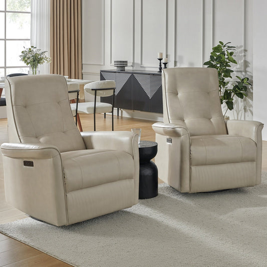 Poltrona reclinabile elettrica girevole Valentin Modern in similpelle con porte USB, set da 2 di HULALA HOME