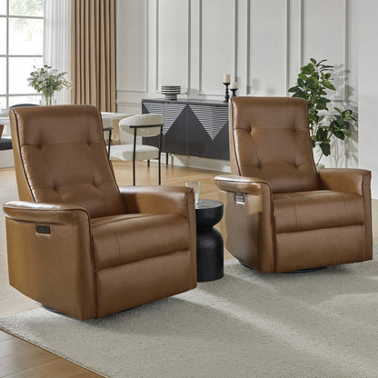 Poltrona reclinabile elettrica girevole Valentin Modern in similpelle con porte USB, set da 2 di HULALA HOME