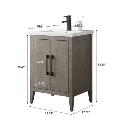 Mobiletto per lavabo da bagno Vanity Art 20 o 24 o 30 con piano in ceramica