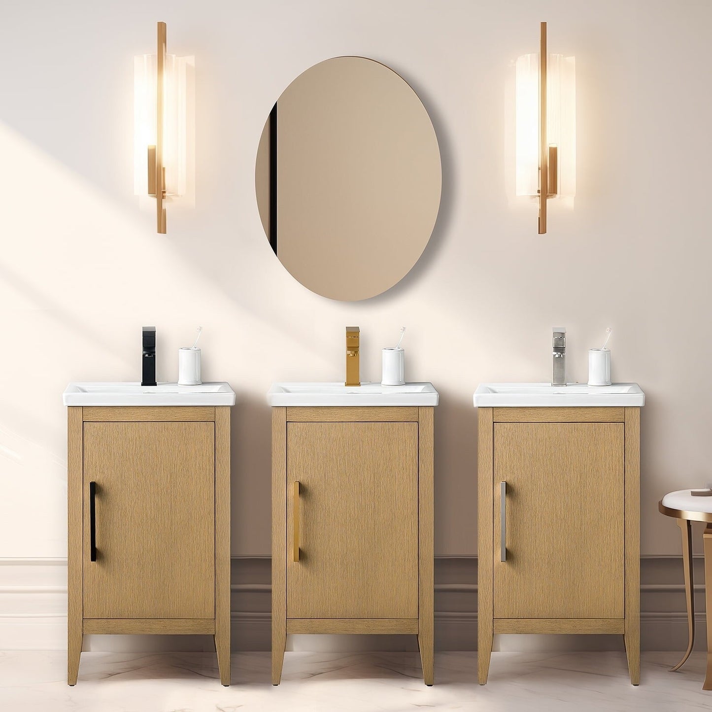 Mobiletto per lavabo da bagno Vanity Art 20 o 24 o 30 con piano in ceramica