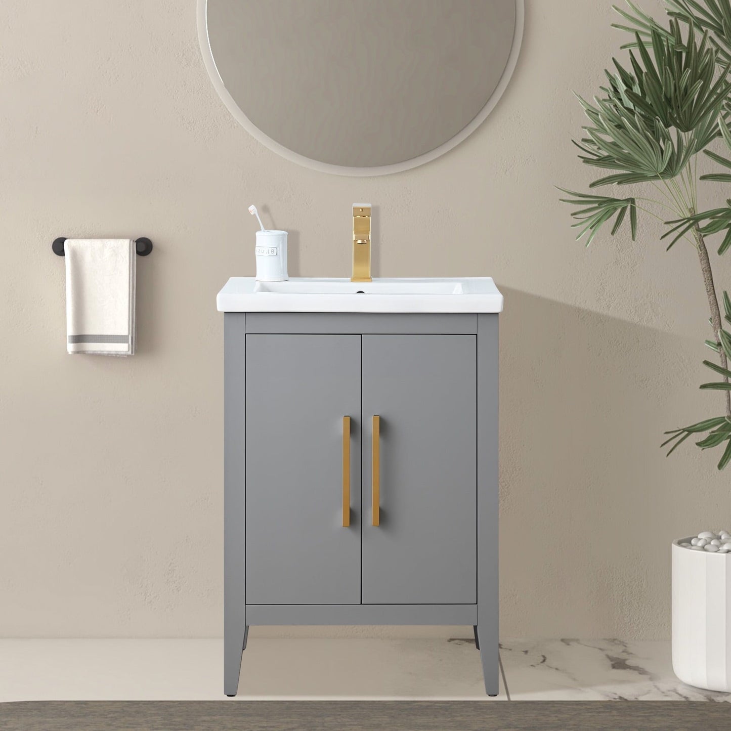 Mobiletto per lavabo da bagno Vanity Art 20 o 24 o 30 con piano in ceramica