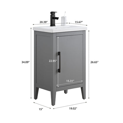 Mobiletto per lavabo da bagno Vanity Art 20 o 24 o 30 con piano in ceramica