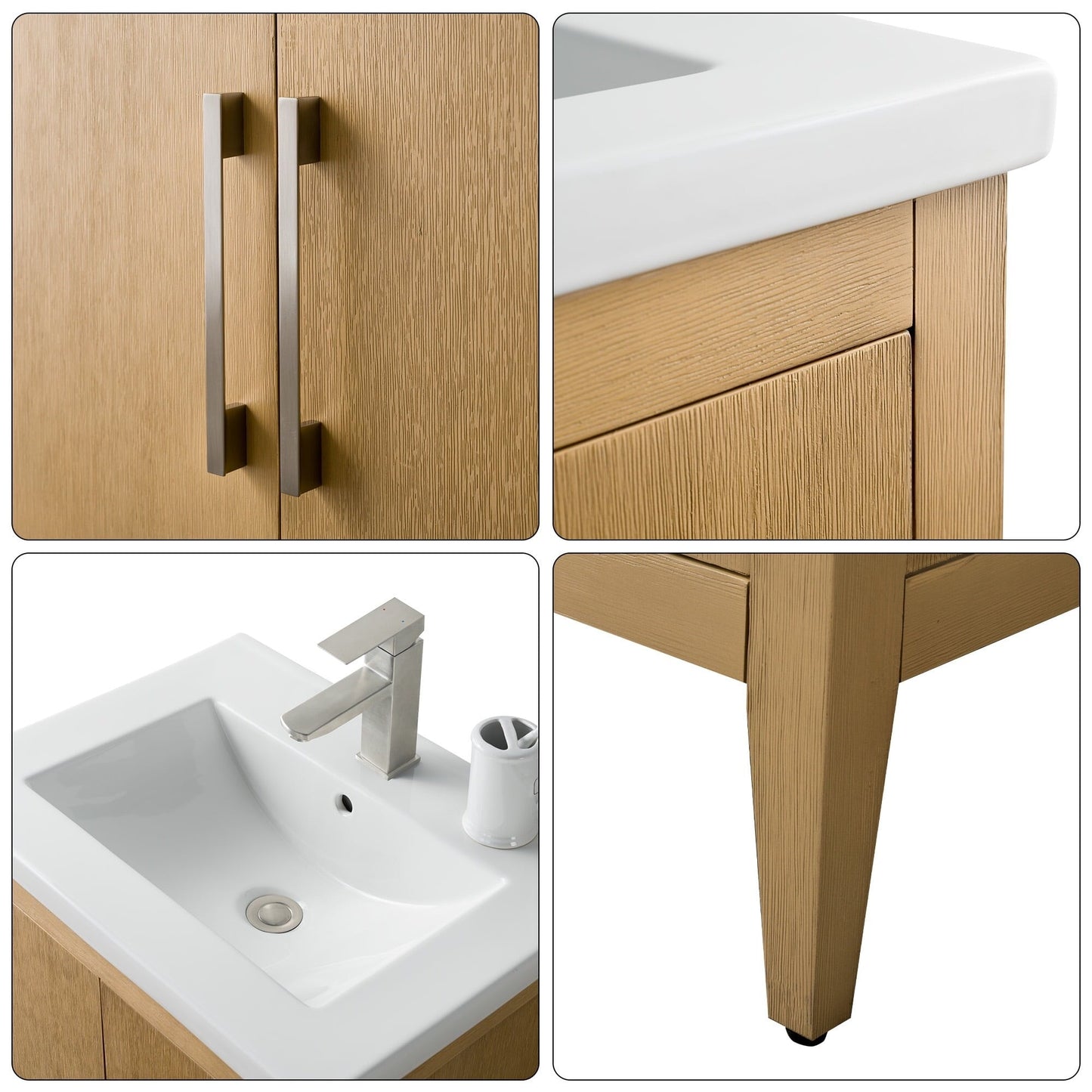 Mobiletto per lavabo da bagno Vanity Art 20 o 24 o 30 con piano in ceramica