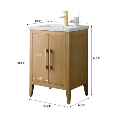 Mobiletto per lavabo da bagno Vanity Art 20 o 24 o 30 con piano in ceramica