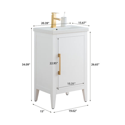 Mobiletto per lavabo da bagno Vanity Art 20 o 24 o 30 con piano in ceramica