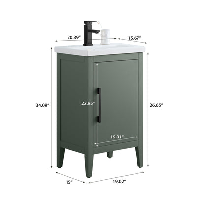 Mobiletto per lavabo da bagno Vanity Art 20 o 24 o 30 con piano in ceramica
