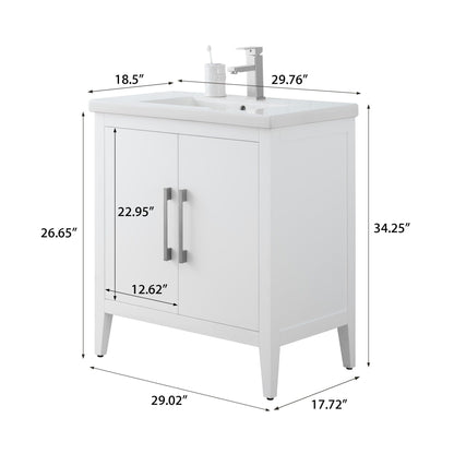Mobiletto per lavabo da bagno Vanity Art 20 o 24 o 30 con piano in ceramica