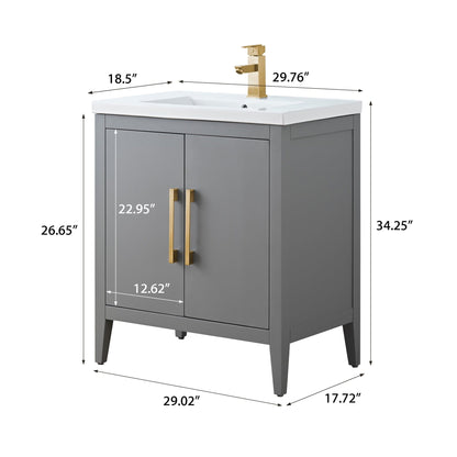 Mobiletto per lavabo da bagno Vanity Art 20 o 24 o 30 con piano in ceramica