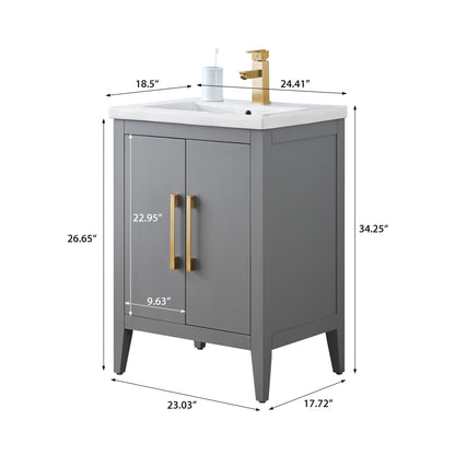 Mobiletto per lavabo da bagno Vanity Art 20 o 24 o 30 con piano in ceramica