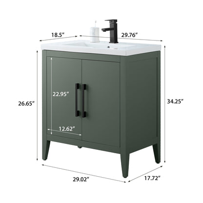 Mobiletto per lavabo da bagno Vanity Art 20 o 24 o 30 con piano in ceramica