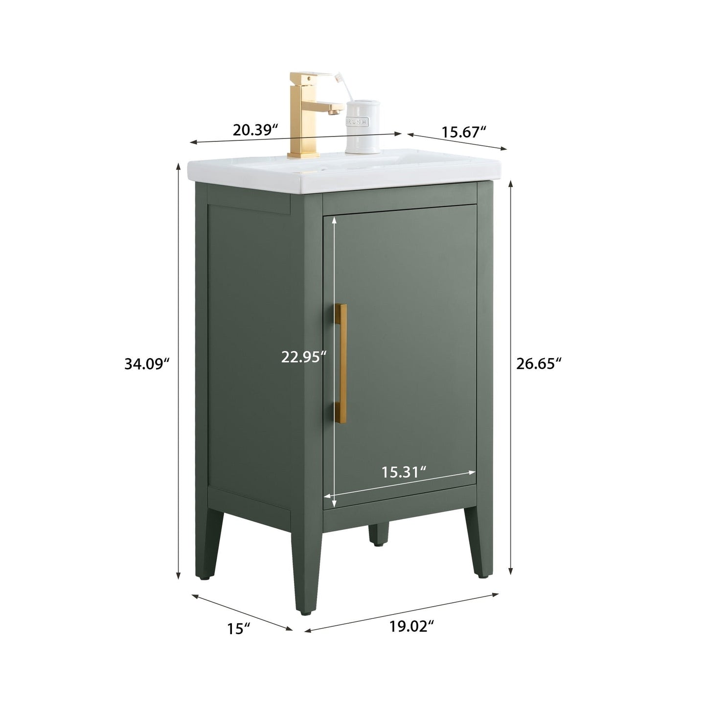 Mobiletto per lavabo da bagno Vanity Art 20 o 24 o 30 con piano in ceramica