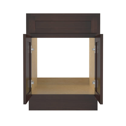 Mobiletto per lavabo da bagno Vanity Art in legno massello da 24 pollici con lavabo singolo