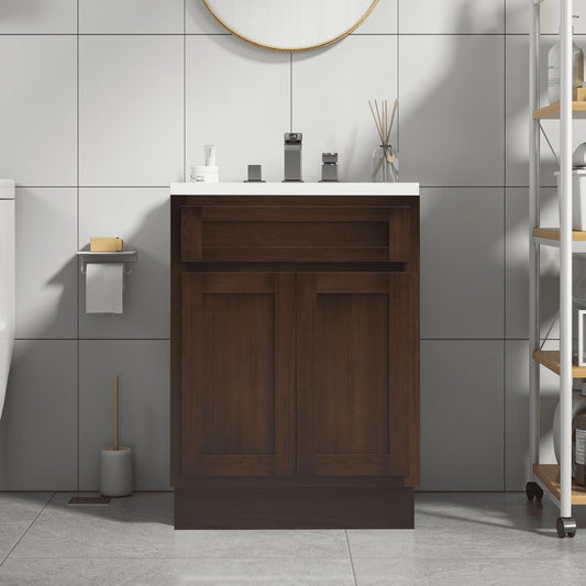 Mobiletto per lavabo da bagno Vanity Art in legno massello da 24 pollici con lavabo singolo