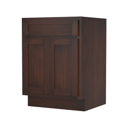 Mobiletto per lavabo da bagno Vanity Art in legno massello da 24 pollici con lavabo singolo