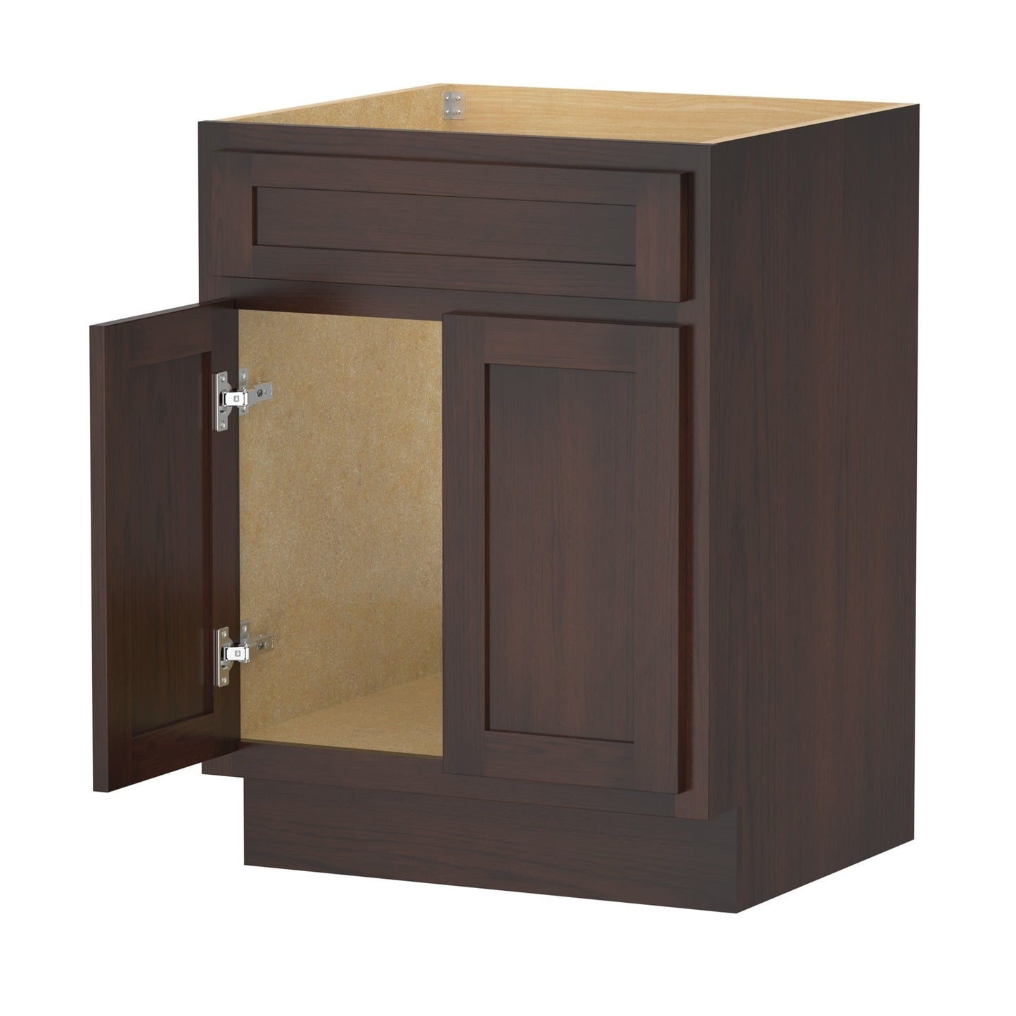 Mobiletto per lavabo da bagno Vanity Art in legno massello da 24 pollici con lavabo singolo