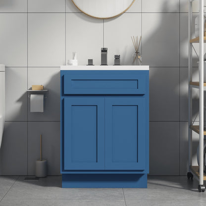 Mobiletto per lavabo da bagno Vanity Art in legno massello da 24 pollici con lavabo singolo
