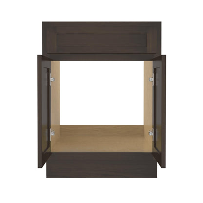 Mobiletto per lavabo da bagno Vanity Art in legno massello da 24 pollici con lavabo singolo