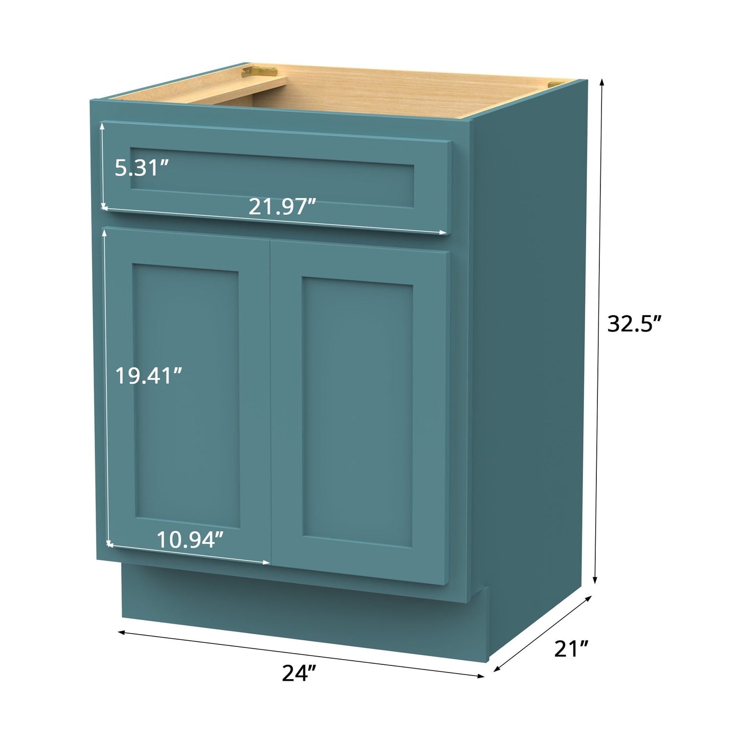 Mobiletto per lavabo da bagno Vanity Art in legno massello da 24 pollici con lavabo singolo