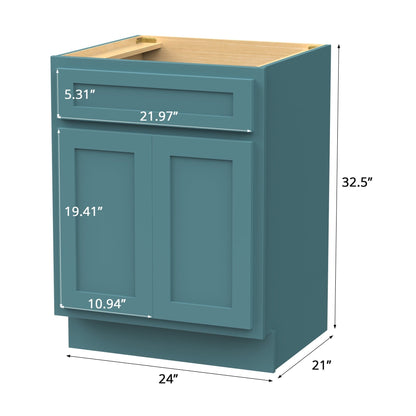Mobiletto per lavabo da bagno Vanity Art in legno massello da 24 pollici con lavabo singolo