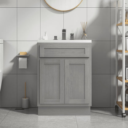 Mobiletto per lavabo da bagno Vanity Art in legno massello da 24 pollici con lavabo singolo