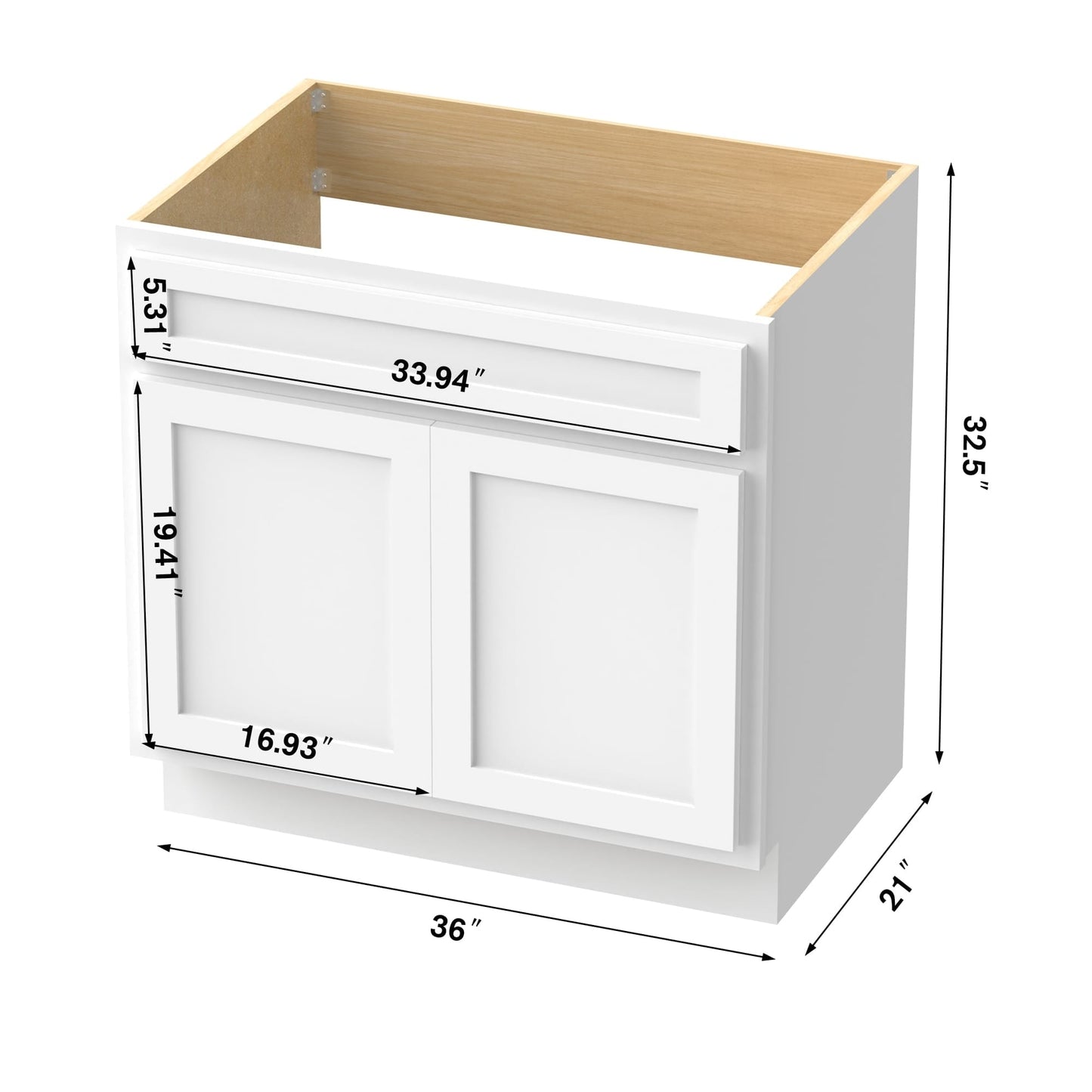 Mobiletto per lavabo da bagno Vanity Art da 36 pollici con lavabo singolo