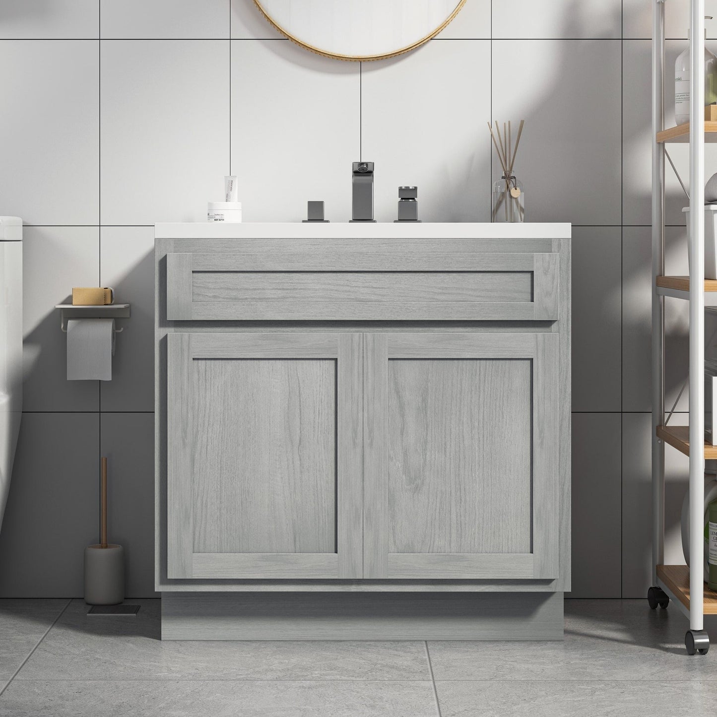 Mobiletto per lavabo da bagno Vanity Art da 36 pollici con lavabo singolo