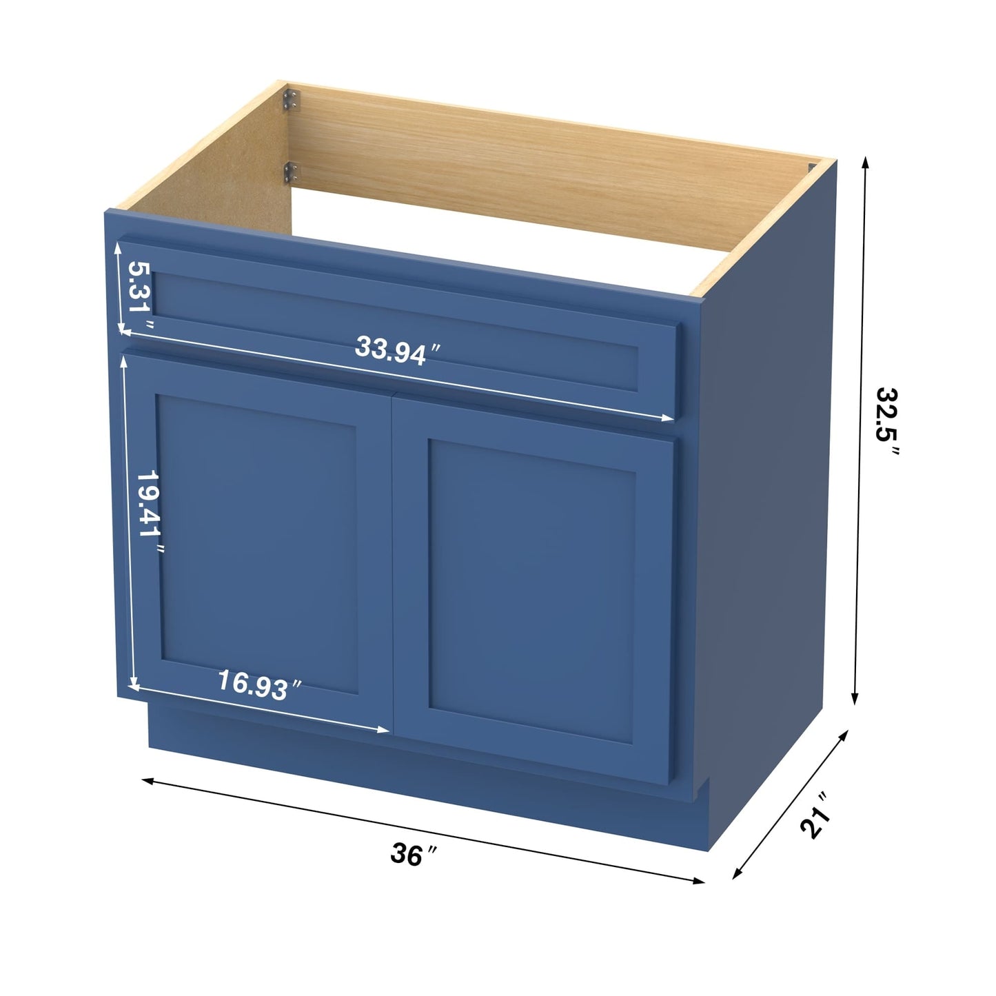 Mobiletto per lavabo da bagno Vanity Art da 36 pollici con lavabo singolo