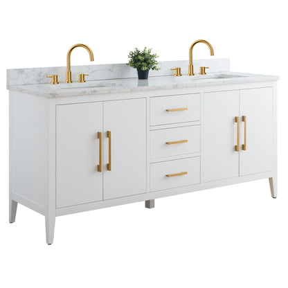Mobiletto per lavabo da bagno Vanity Art 72 con doppio lavabo e piano in marmo ingegnerizzato