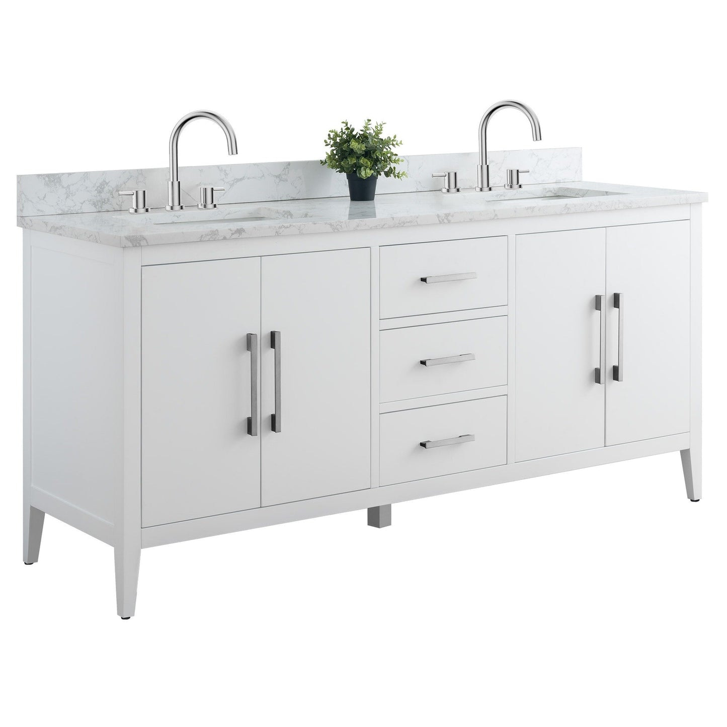 Mobiletto per lavabo da bagno Vanity Art 72 con doppio lavabo e piano in marmo ingegnerizzato