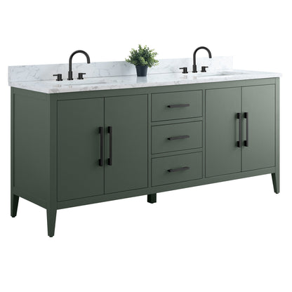 Mobiletto per lavabo da bagno Vanity Art 72 con doppio lavabo e piano in marmo ingegnerizzato
