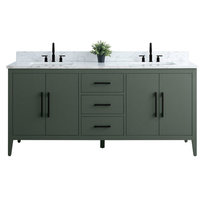 Mobiletto per lavabo da bagno Vanity Art 72 con doppio lavabo e piano in marmo ingegnerizzato