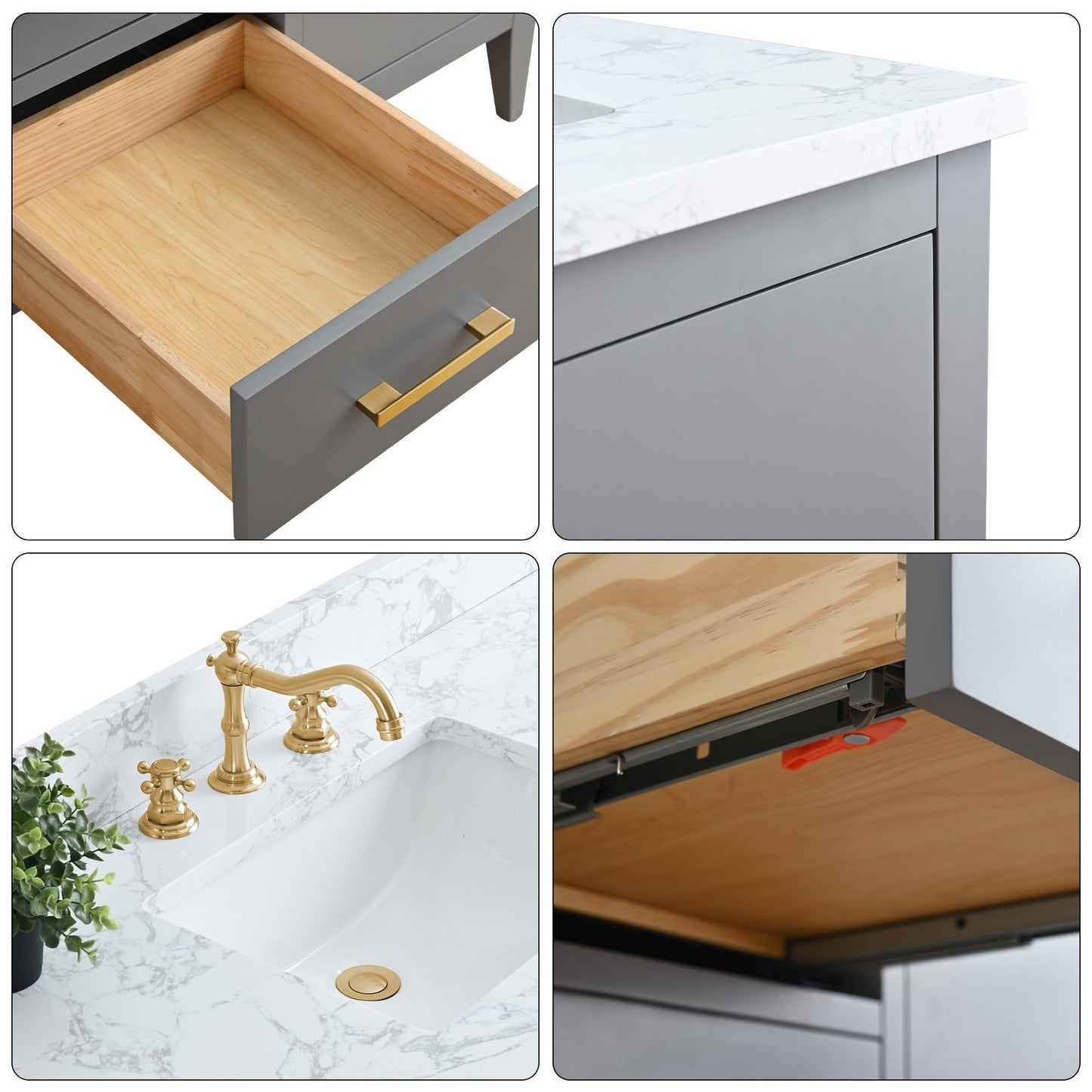 Mobiletto per lavabo da bagno Vanity Art 72 con doppio lavabo e piano in marmo ingegnerizzato